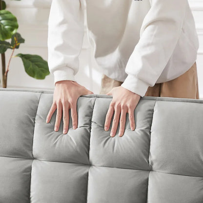 Modern Velvet Loveseat Futon Sofa Couch Pullout Bed,Small Love Seat