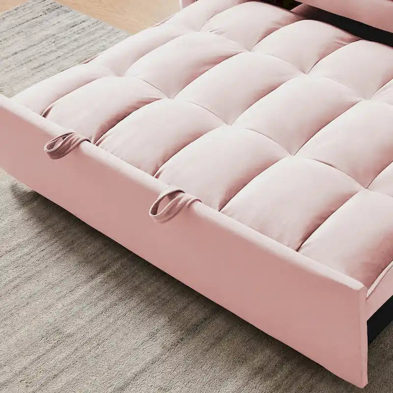 Modern Velvet Loveseat Futon Sofa Couch Pullout Bed,Small Love Seat