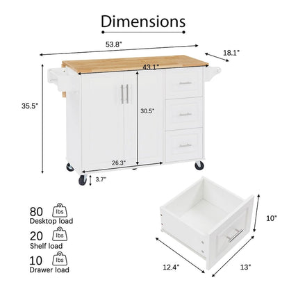 Rolling Kitchen Island with Drop Leaf Countertop,Barn Door Kitchen Island Table with Storage Cabinet and Tower Rack