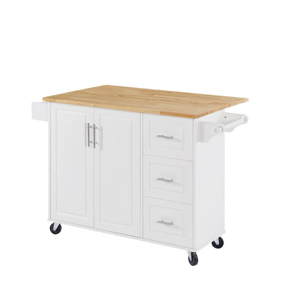 Rolling Kitchen Island with Drop Leaf Countertop,Barn Door Kitchen Island Table with Storage Cabinet and Tower Rack