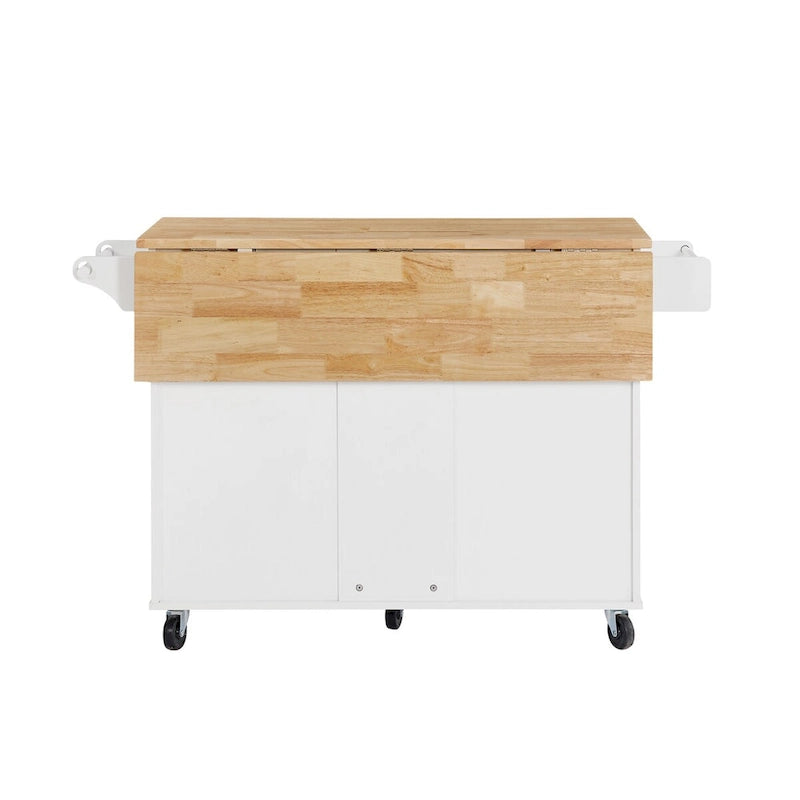 Rolling Kitchen Island with Drop Leaf Countertop,Barn Door Kitchen Island Table with Storage Cabinet and Tower Rack