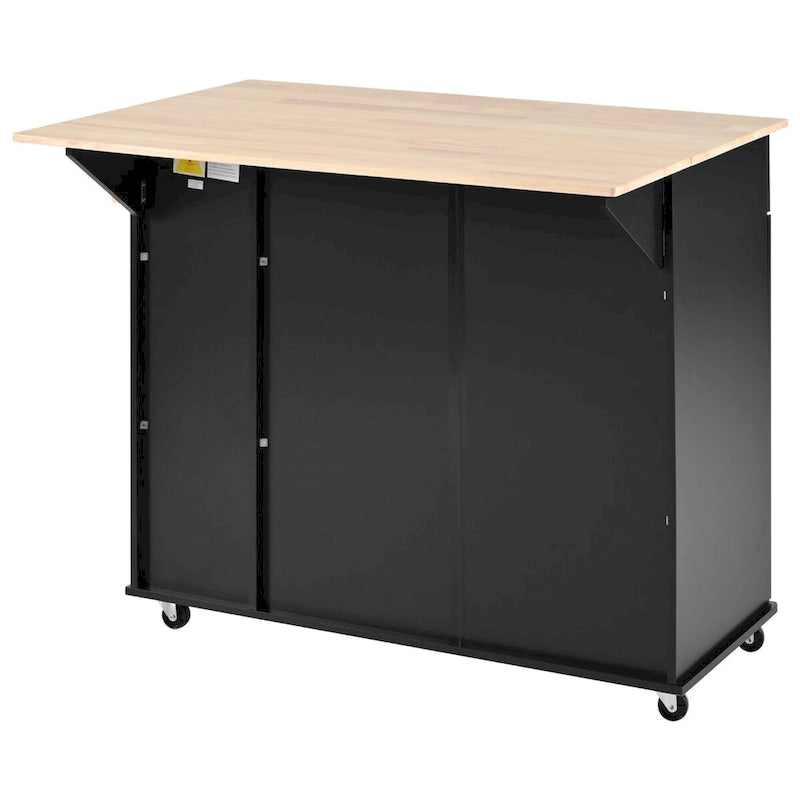 Kitchen Island with Drop Leaf,Kitchen Storage Cart with 3 Tier Pull Out Cabinet Organizer,Kitchen Cart on Wheels with Towel Rack