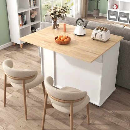 Kitchen Island with Drop Leaf,Kitchen Storage Cart with 3 Tier Pull Out Cabinet Organizer,Kitchen Cart on Wheels with Towel Rack