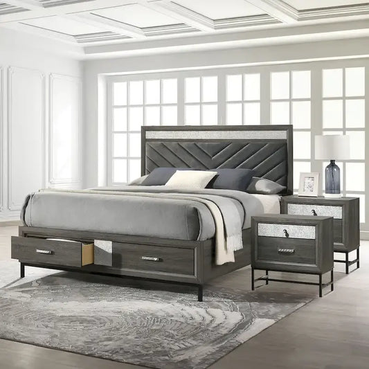 Furniture of America Heinisk Contemporary Grey 3-Piece Platform Bedroom Set