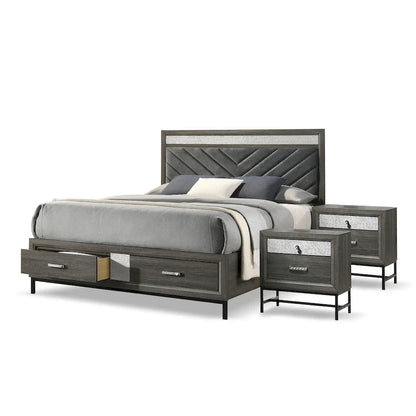 Furniture of America Heinisk Contemporary Grey 3-Piece Platform Bedroom Set