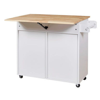 Rolling Kitchen Island with Divider and Internal Storage Rack