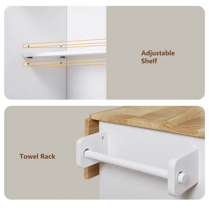 Rolling Kitchen Island with Divider and Internal Storage Rack