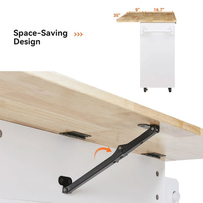Rolling Kitchen Island with Divider and Internal Storage Rack