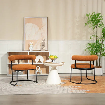Mid-Century Modern Boucle Dining Chairs Set of 2