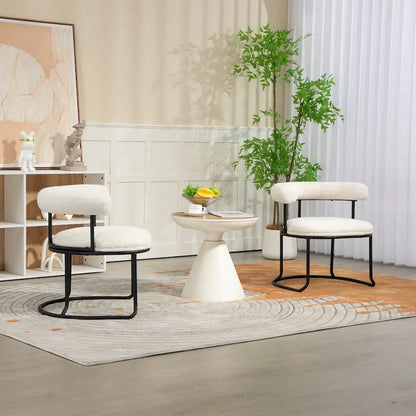 Mid-Century Modern Boucle Dining Chairs Set of 2