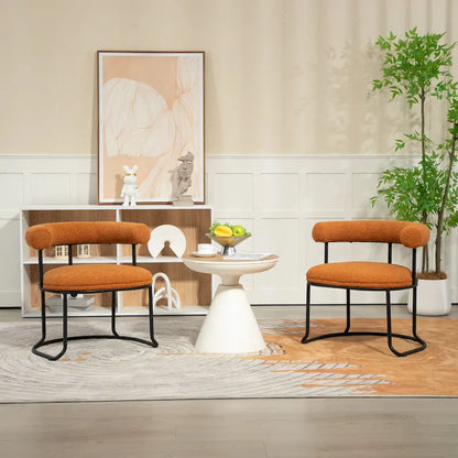 Mid-Century Modern Boucle Dining Chairs Set of 2