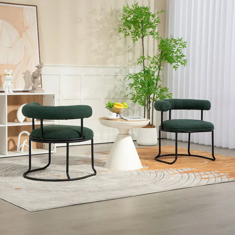 Mid-Century Modern Boucle Dining Chairs Set of 2