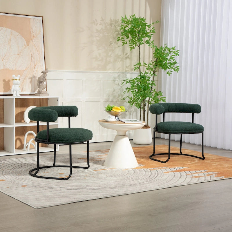 Mid-Century Modern Boucle Dining Chairs Set of 2
