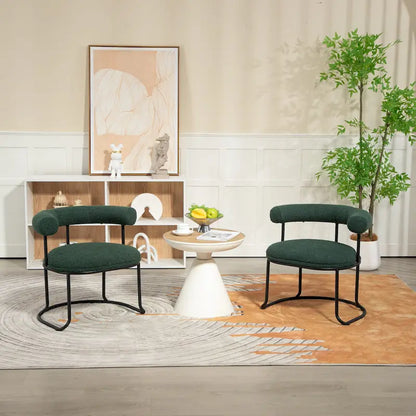 Mid-Century Modern Boucle Dining Chairs Set of 2