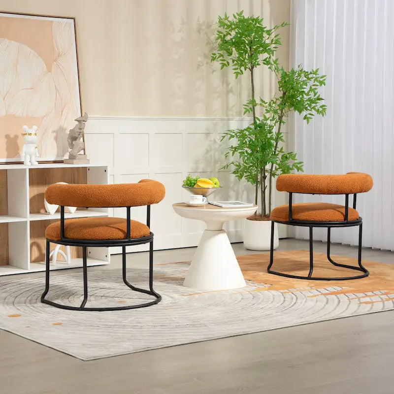 Mid-Century Modern Boucle Dining Chairs Set of 2