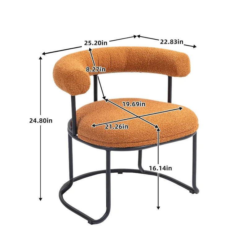 Mid-Century Modern Boucle Dining Chairs Set of 2