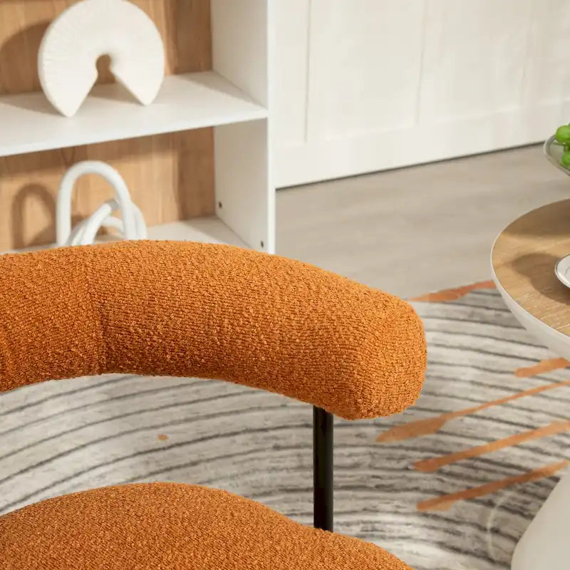 Mid-Century Modern Boucle Dining Chairs Set of 2