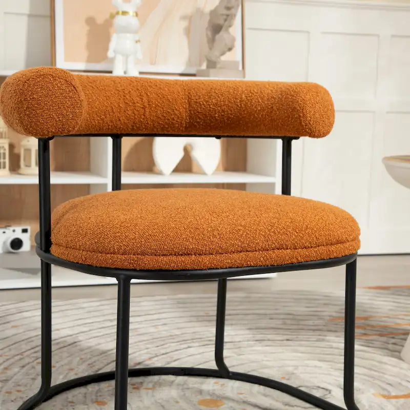 Mid-Century Modern Boucle Dining Chairs Set of 2