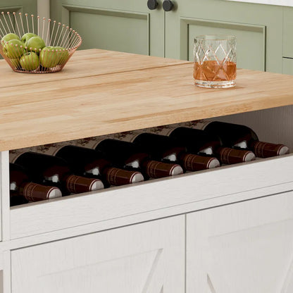 Kitchen Island Cart with Solid Wood Top and Rolling Wheels