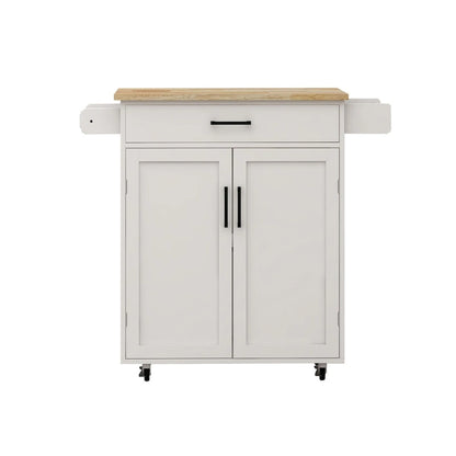 Kitchen Island Rolling Trolley Cart with Drawer, Doors, Storage Racks, Adjustable Shelves