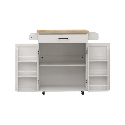 Kitchen Island Rolling Trolley Cart with Drawer, Doors, Storage Racks, Adjustable Shelves