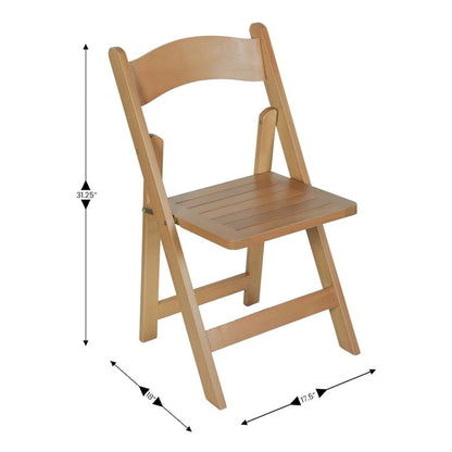 Commercial Grade Solid Wood Portable Folding Dining Chair - 17.5W x 18D x 31.25H