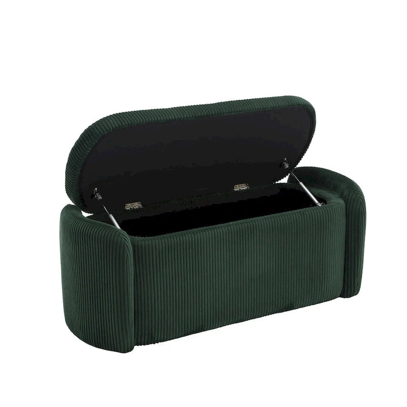 Corduroy Upholstered Storage Ottoman Bench with Safety Hinge for Living Room,Bedroom