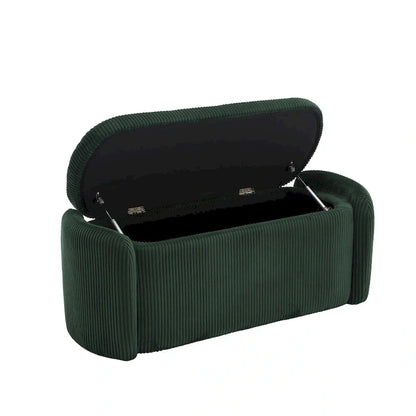 Corduroy Upholstered Storage Ottoman Bench with Safety Hinge for Living Room,Bedroom