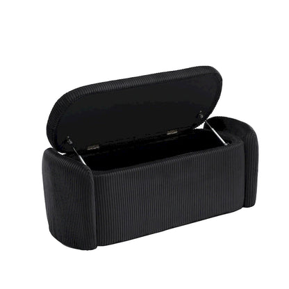 Corduroy Upholstered Storage Ottoman Bench with Safety Hinge for Living Room,Bedroom