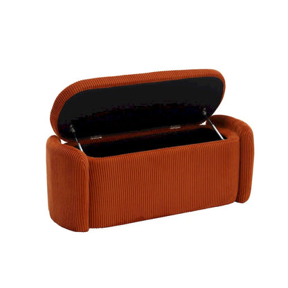 Corduroy Upholstered Storage Ottoman Bench with Safety Hinge for Living Room,Bedroom