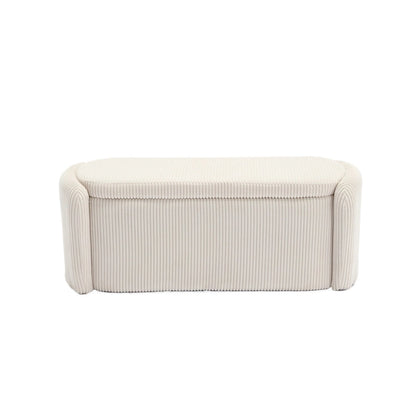Corduroy Upholstered Storage Ottoman Bench with Safety Hinge for Living Room,Bedroom
