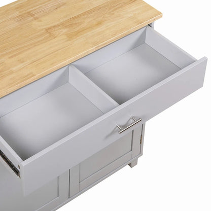 39W Kitchen Island with Storage and Rubber Wood Top - N/A