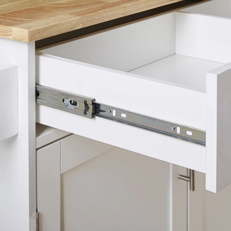 39W Kitchen Island with Storage and Rubber Wood Top - N/A