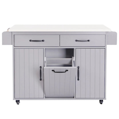 43.8W Kitchen Island with Trash Can Storage Cabinet - N/A