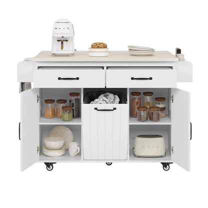 43.8W Kitchen Island with Trash Can Storage Cabinet - N/A