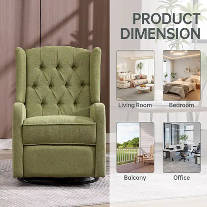 HOMEFUN Upholstered 360 Degree Swivel Rocking Recliner Chair for Bedroom,Living Room