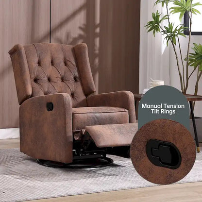 HOMEFUN Upholstered 360 Degree Swivel Rocking Recliner Chair for Bedroom,Living Room