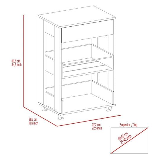 Verona 2-Tier Shelf and drawer kitchen cart