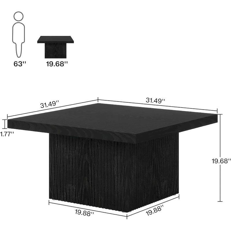 31.5 Inches Square Coffee Table for Living Room Mid-Century Modern Cocktail Table