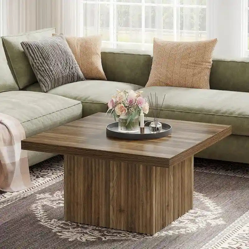 31.5 Inches Square Coffee Table for Living Room Mid-Century Modern Cocktail Table