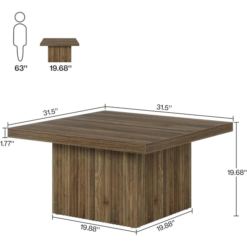 31.5 Inches Square Coffee Table for Living Room Mid-Century Modern Cocktail Table