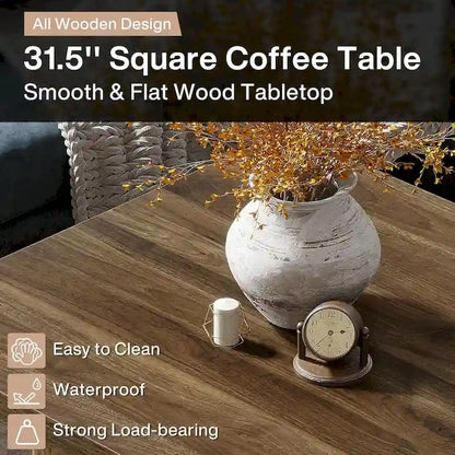 31.5 Inches Square Coffee Table for Living Room Mid-Century Modern Cocktail Table