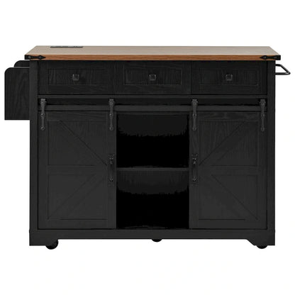 Farmhouse Kitchen Island with Power Outlet