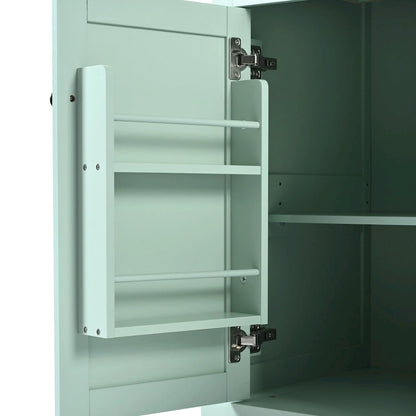 Kitchen Cart with Rubber wood Drop-Leaf Countertop ,Kitchen Island on 5 Wheels with Storage Cabinet and 3 Drawers