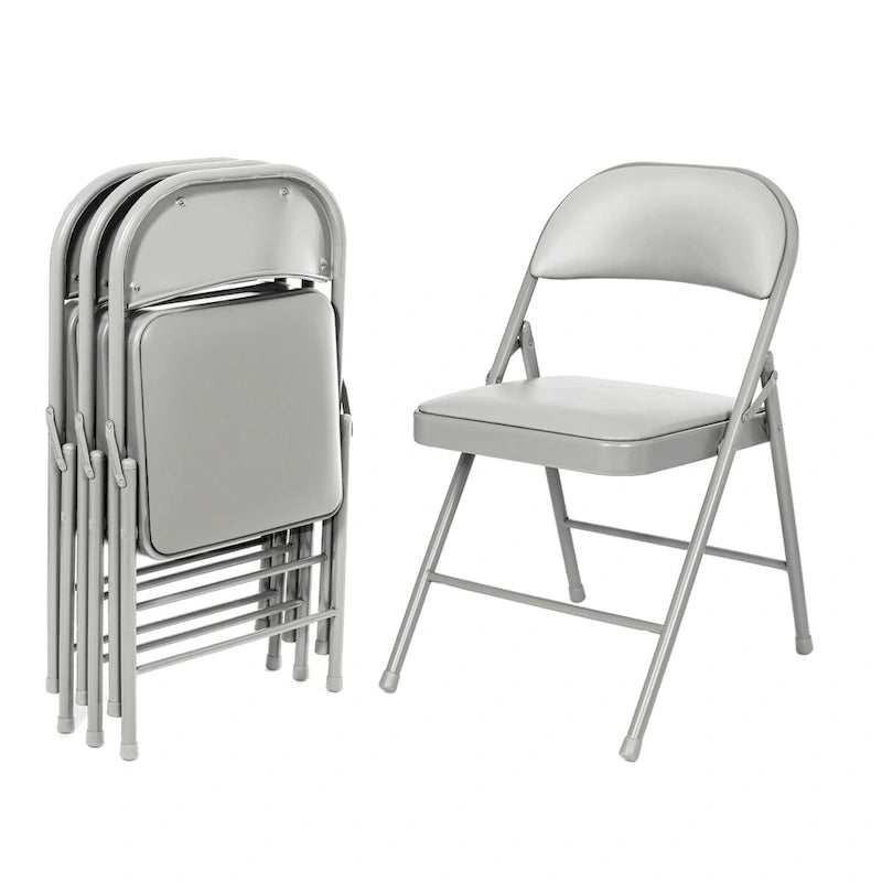 Hampden Furnishings Bernadine Basics Collection Vinyl Folding Chair, Pack of 4