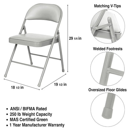 Hampden Furnishings Bernadine Basics Collection Vinyl Folding Chair, Pack of 4