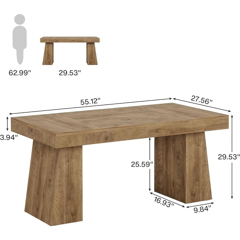 Brown Wood Mid-Century Executive Desk for Home Office