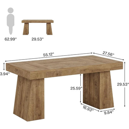 Brown Wood Mid-Century Executive Desk for Home Office