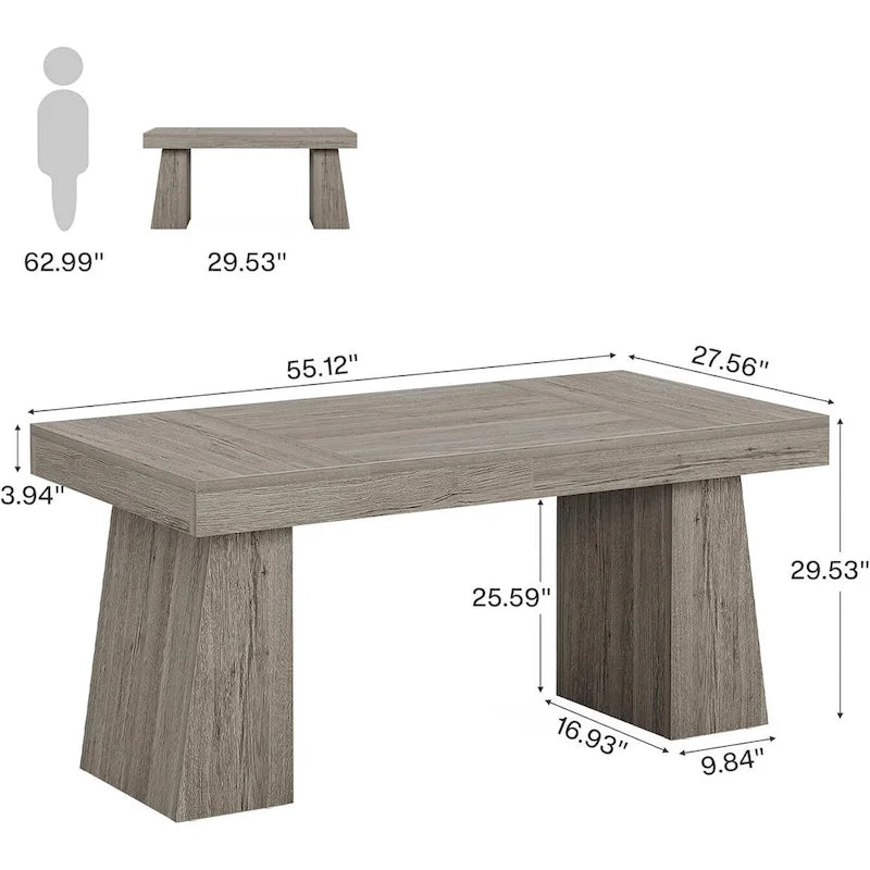 Brown Wood Mid-Century Executive Desk for Home Office