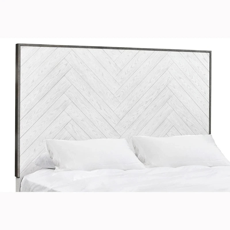 Modern Farmhouse White Metal Bed Frame, Vintage-Inspired Design